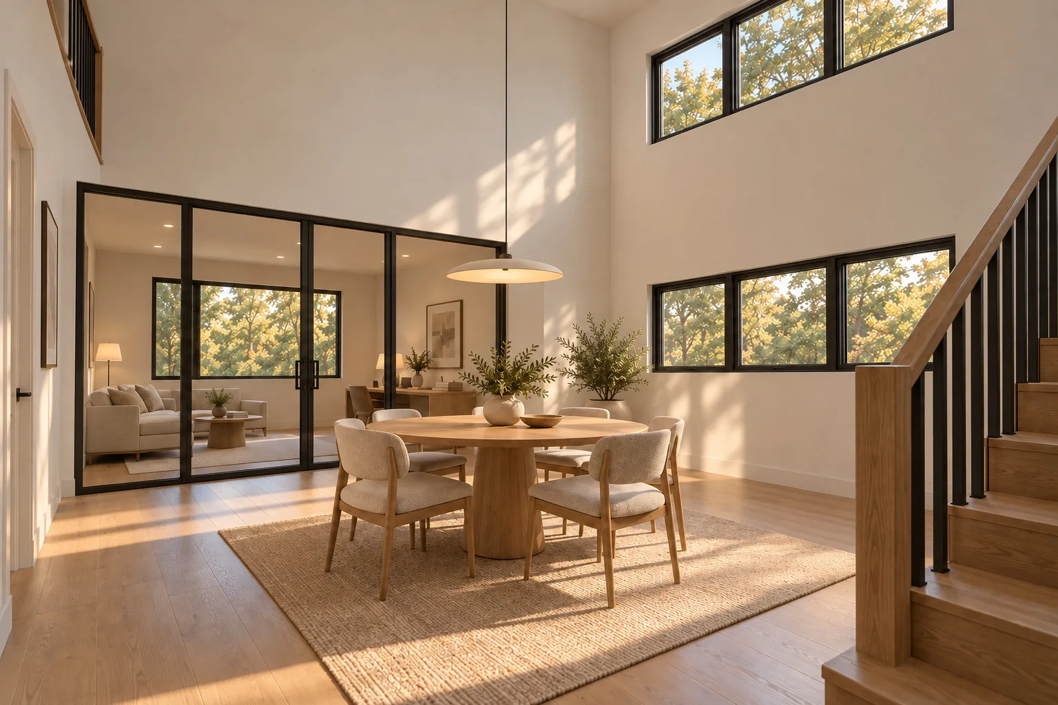 Black Street residence, Pittsburgh — dining and stair hall