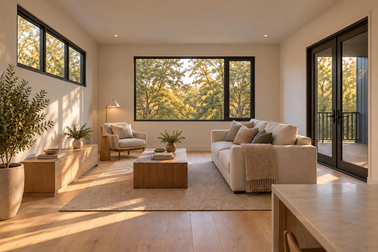 Black Street residence, Pittsburgh — living and kitchen, alternate scheme