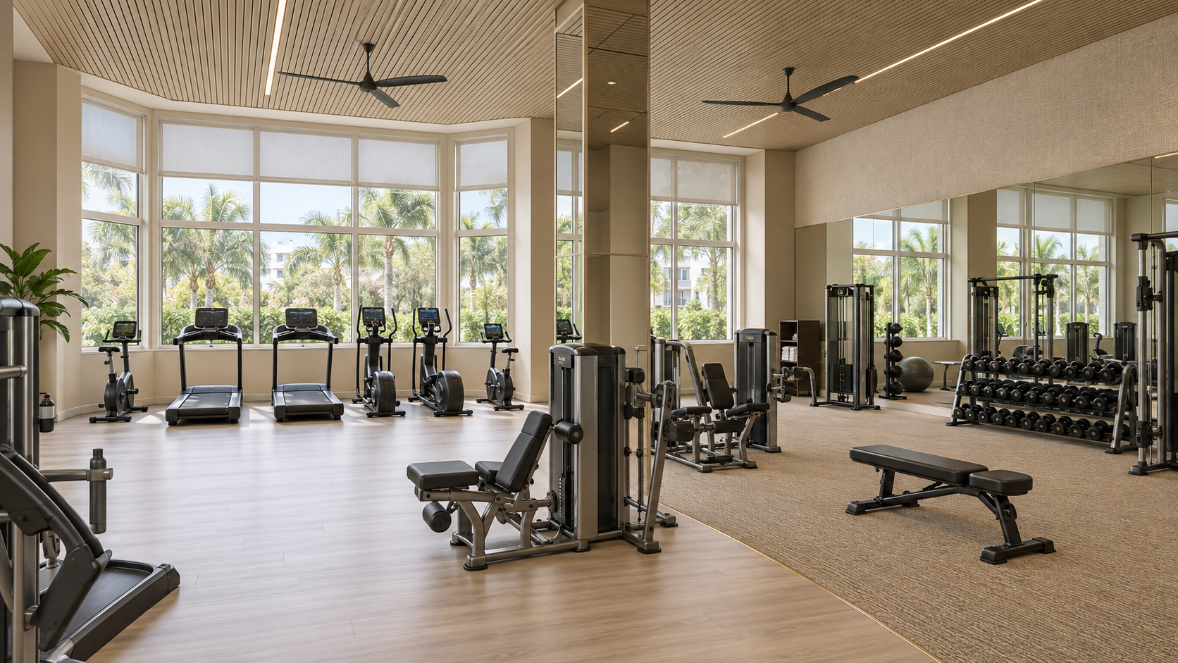 Palermo amenities level fitness room, Bonita Springs, Florida, designed by Luca Architects