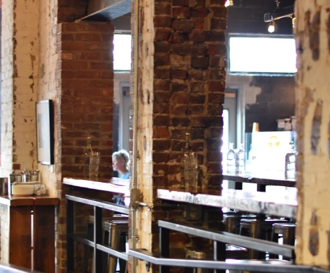 Smallman Galley, Pittsburgh — brick piers and counters